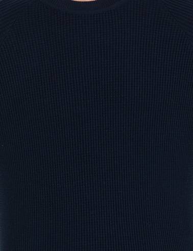 Lacivert Slim Fit Bisiklet Yaka Triko Kazak