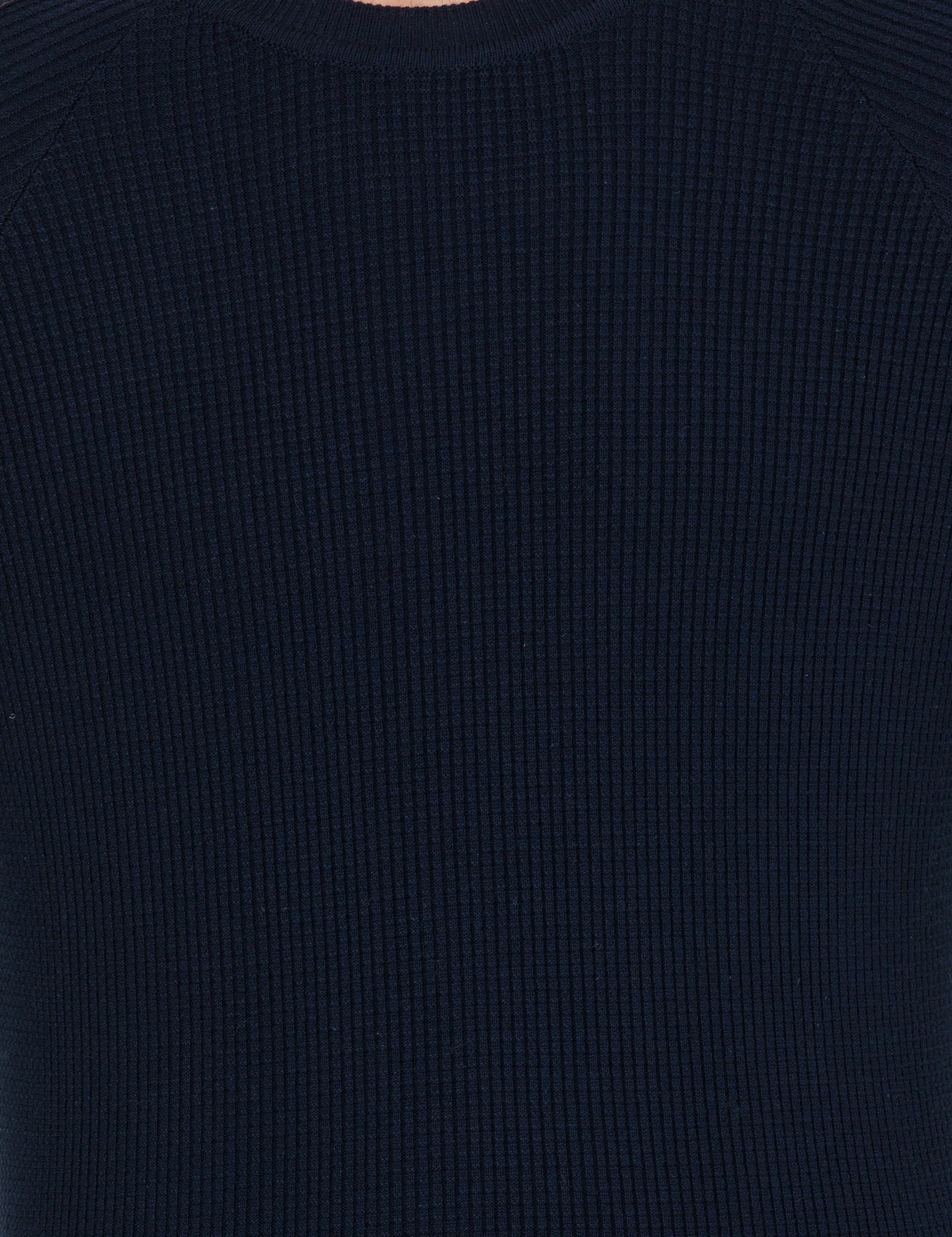 Lacivert Slim Fit Bisiklet Yaka Triko Kazak