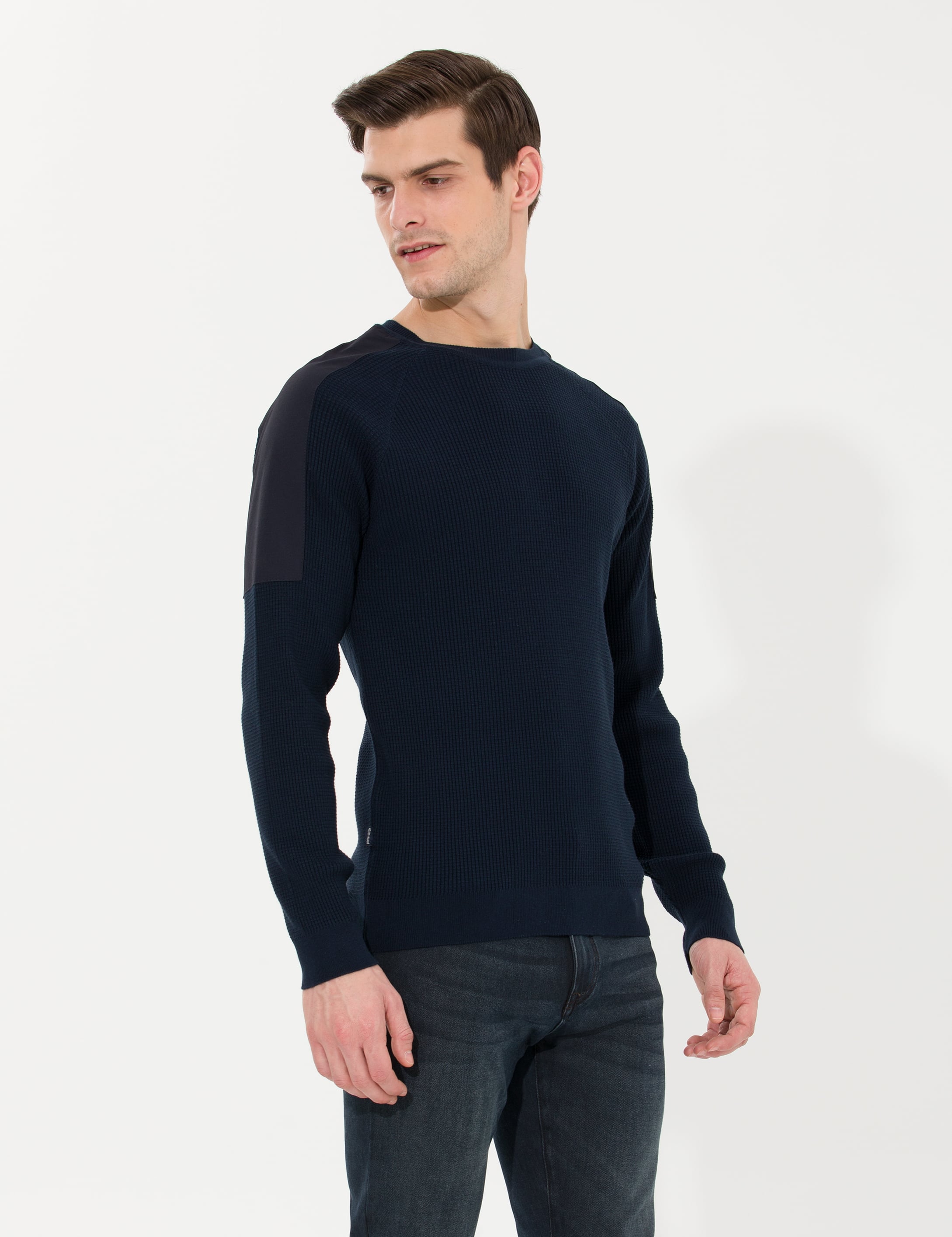 Pierre Cardin Lacivert Slim Fit Bisiklet Yaka Triko Kazak görsel 3