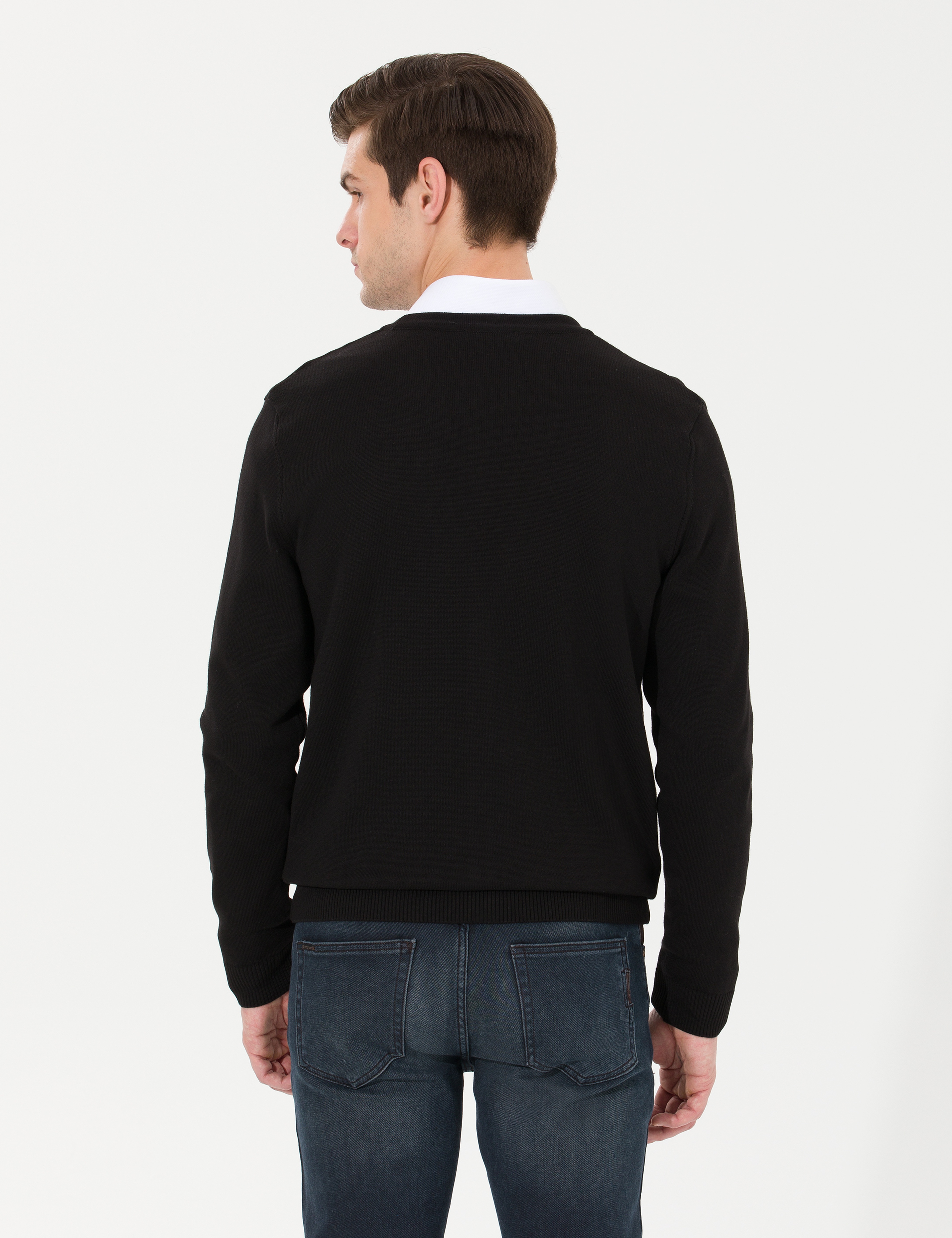 Siyah Slim Fit Basic Düğmeli Triko Hırka - Image 5