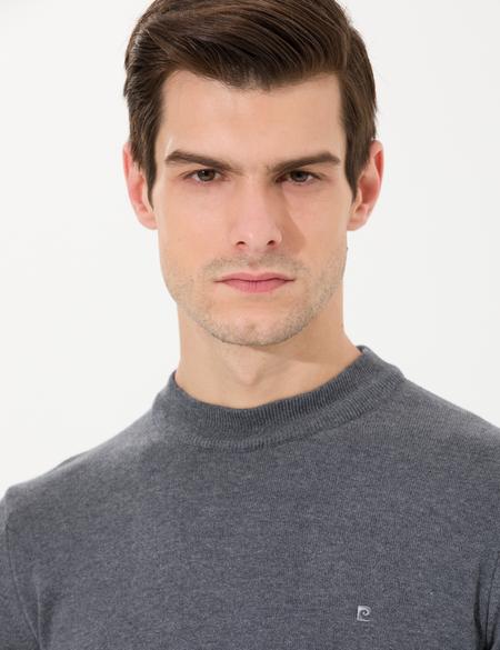 Antrasit Melanj Slim Fit Yarım Balıkçı Yaka Basic Triko Kazak - 50259094031