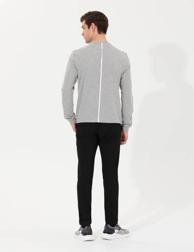 Siyah Slim Fit Beli Lastikli İpli Kanvas Pantolon