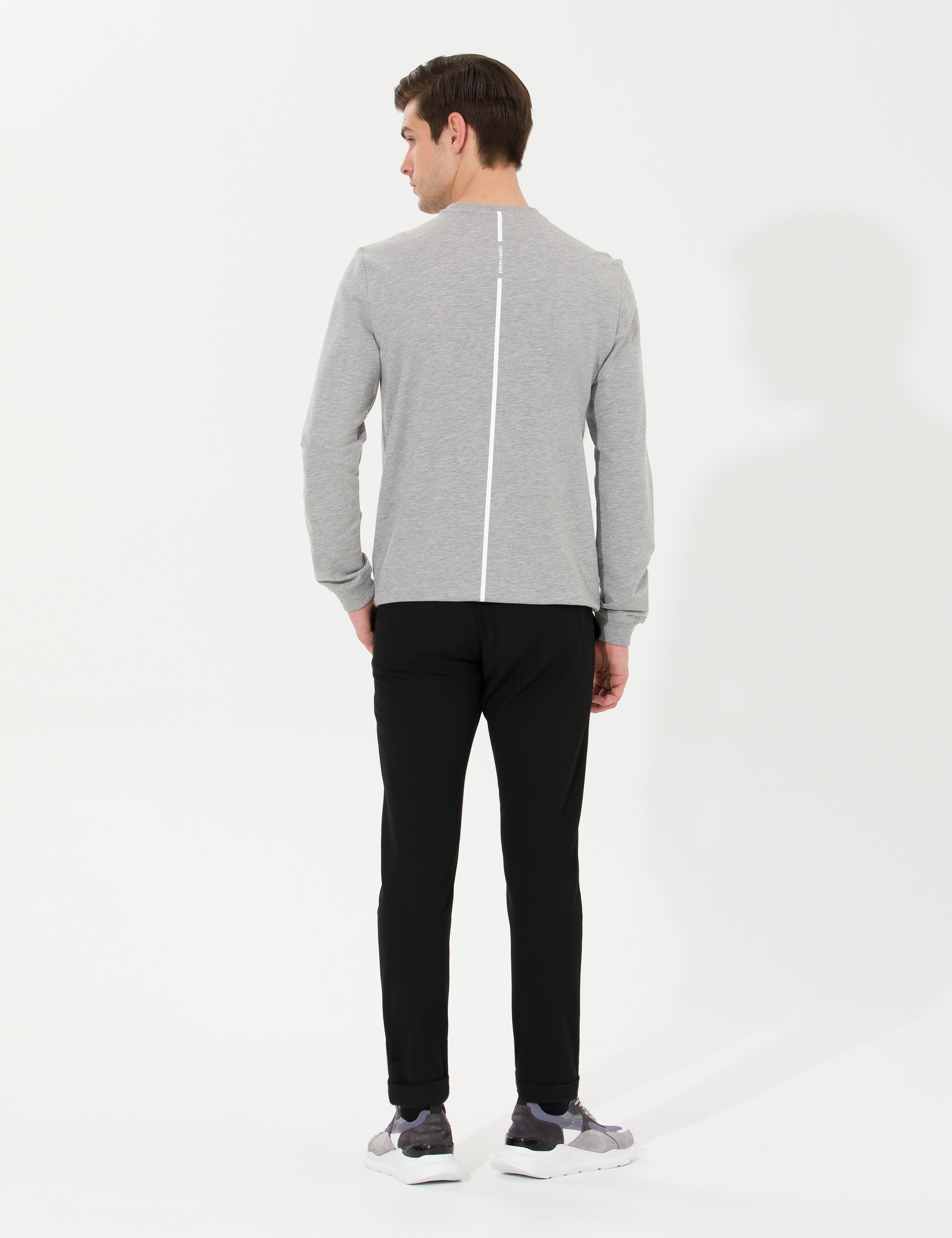 Siyah Slim Fit Beli Lastikli İpli Kanvas Pantolon - Image 4