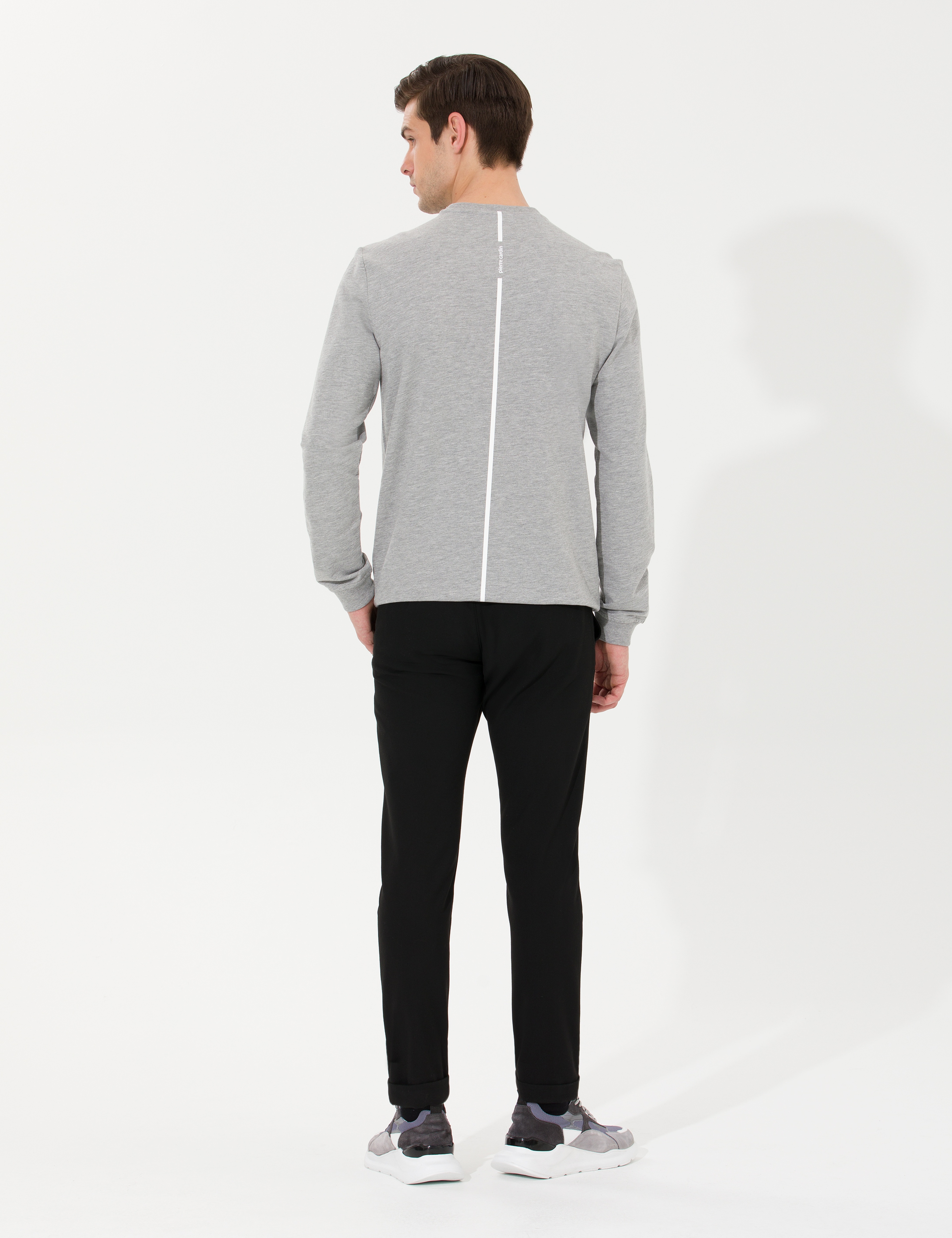 Siyah Slim Fit Beli Lastikli İpli Kanvas Pantolon
