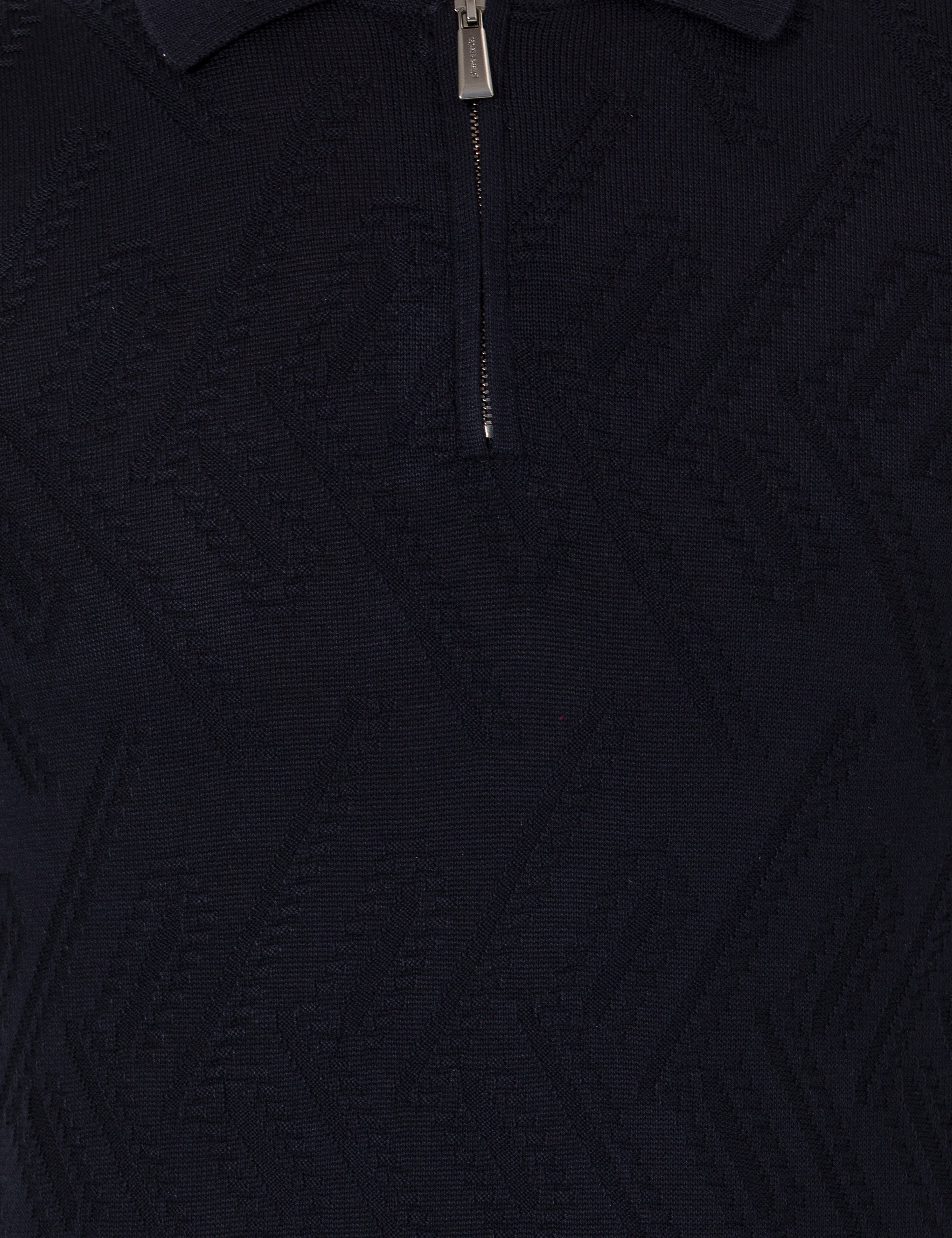 Lacivert Slim Fit Düğmeli Polo Yaka Triko Kazak