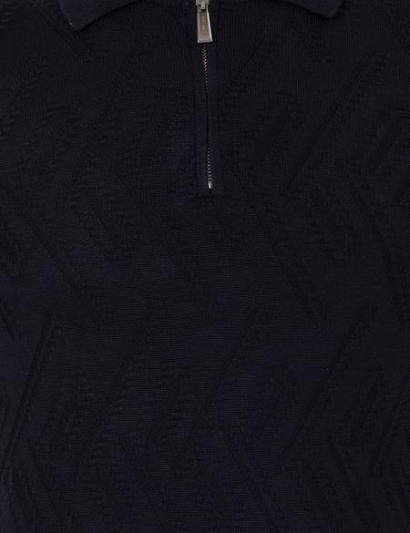 Lacivert Slim Fit Düğmeli Polo Yaka Triko Kazak - 50259837008