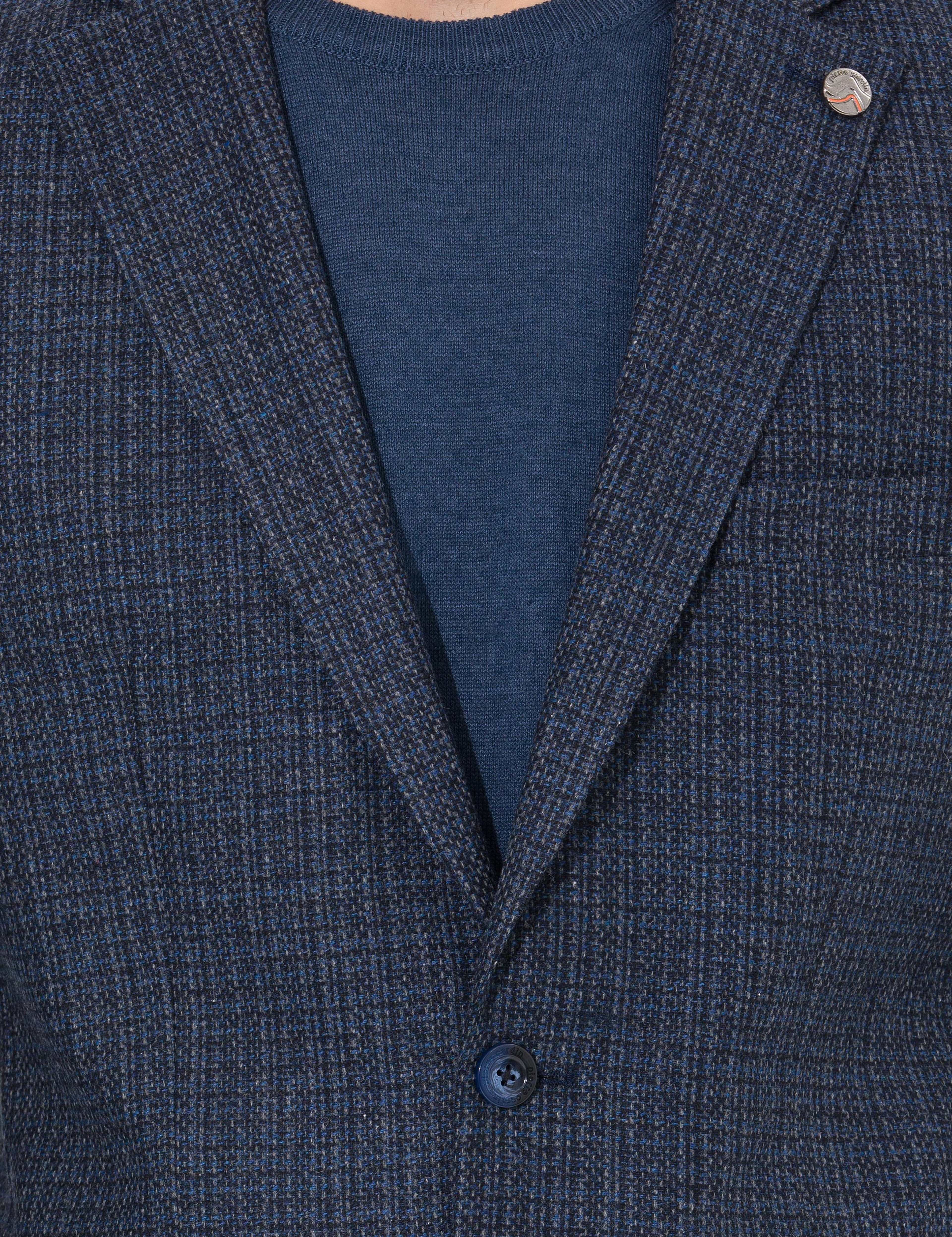 Lacivert Slim Fit Yün Karışımlı Ceket - Image 6