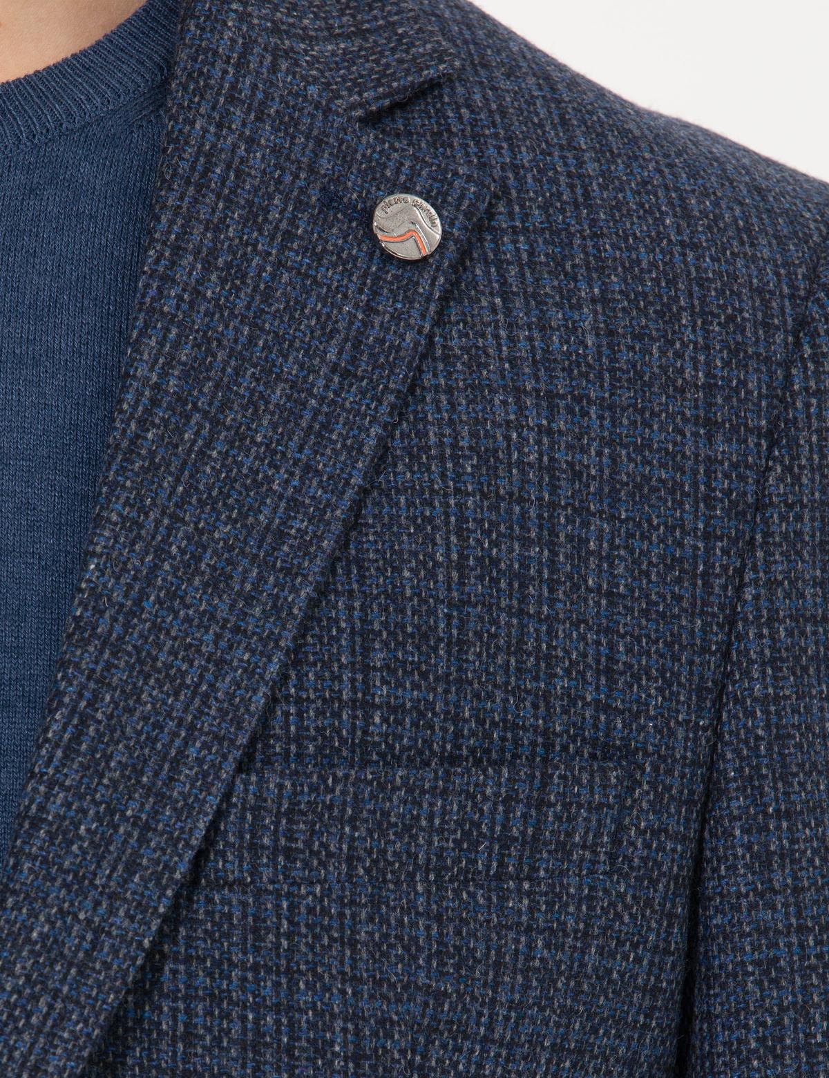 Lacivert Slim Fit Yün Karışımlı Ceket - 50256395011