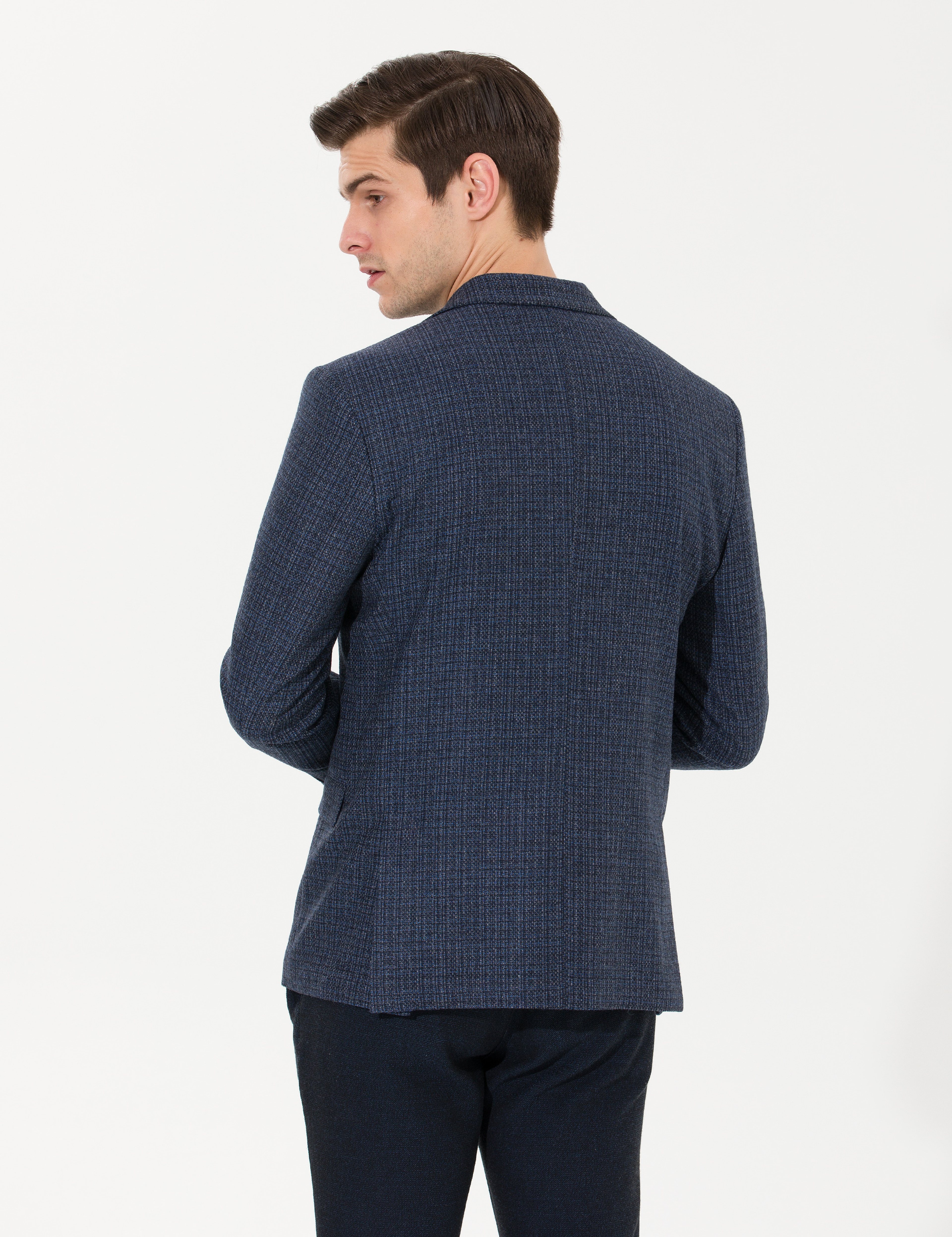 Lacivert Slim Fit Yün Karışımlı Ceket - Image 5