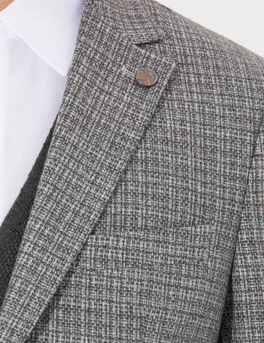 Gri Slim Fit Yün Karışımlı Ceket