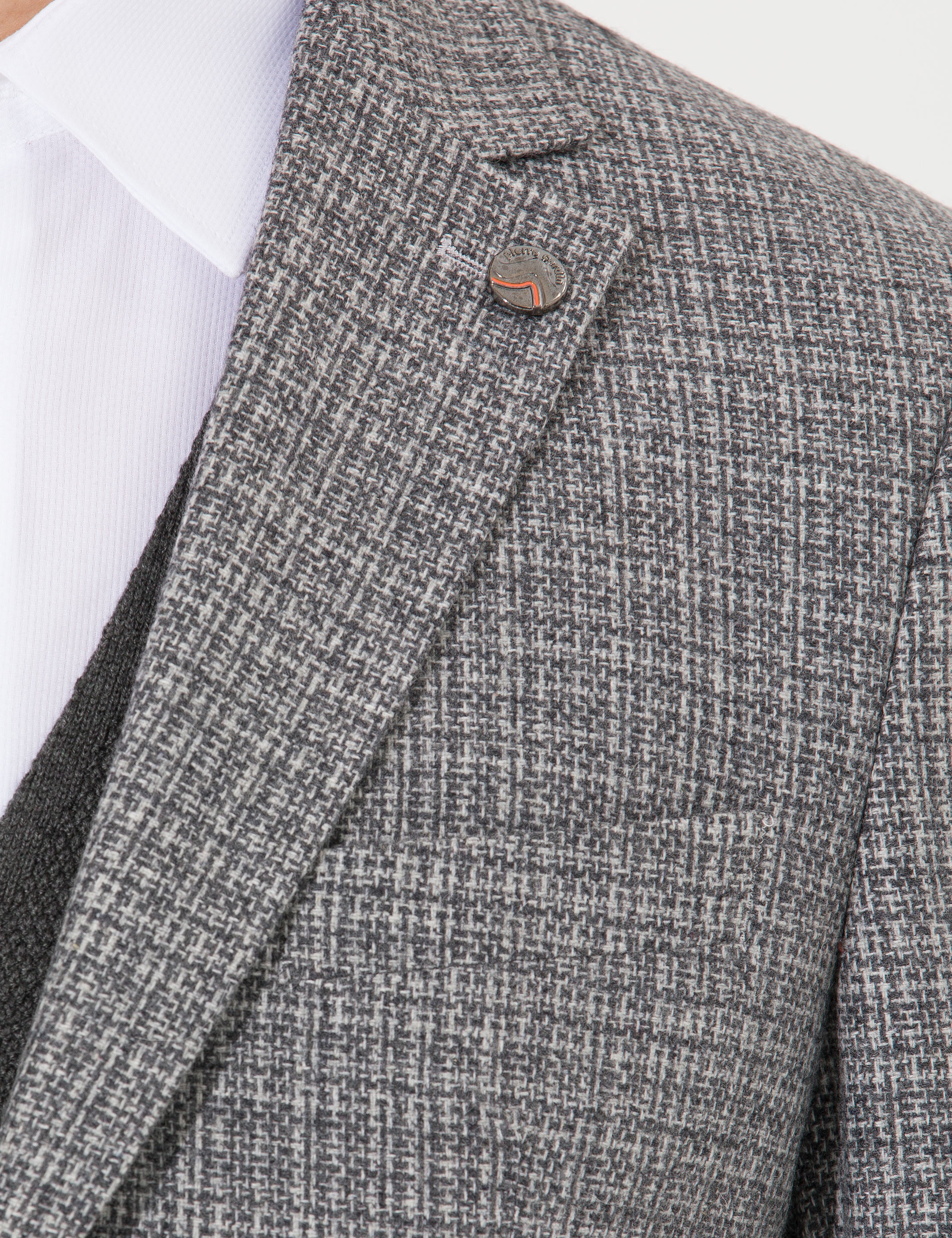Gri Slim Fit Yün Karışımlı Ceket
