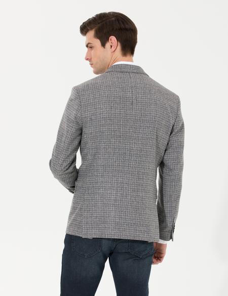 Gri Slim Fit Yün Karışımlı Ceket - 50256395044
