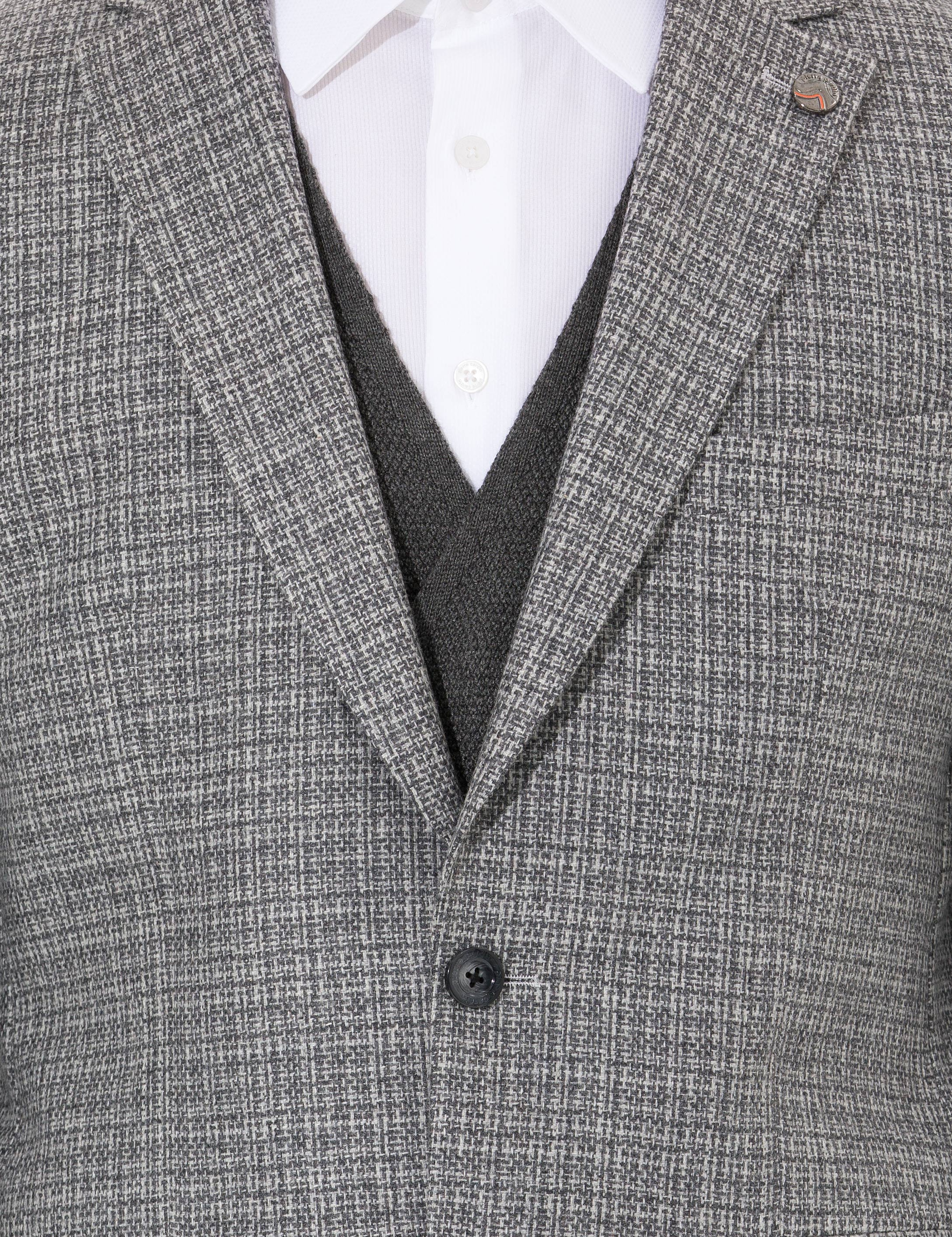 Gri Slim Fit Yün Karışımlı Ceket - Image 6