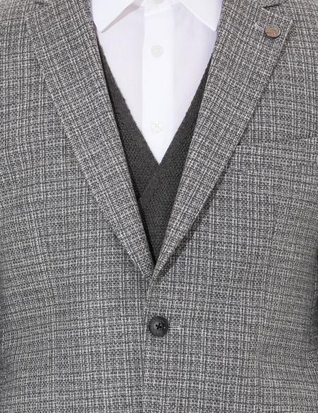 Gri Slim Fit Yün Karışımlı Ceket - 50256395044