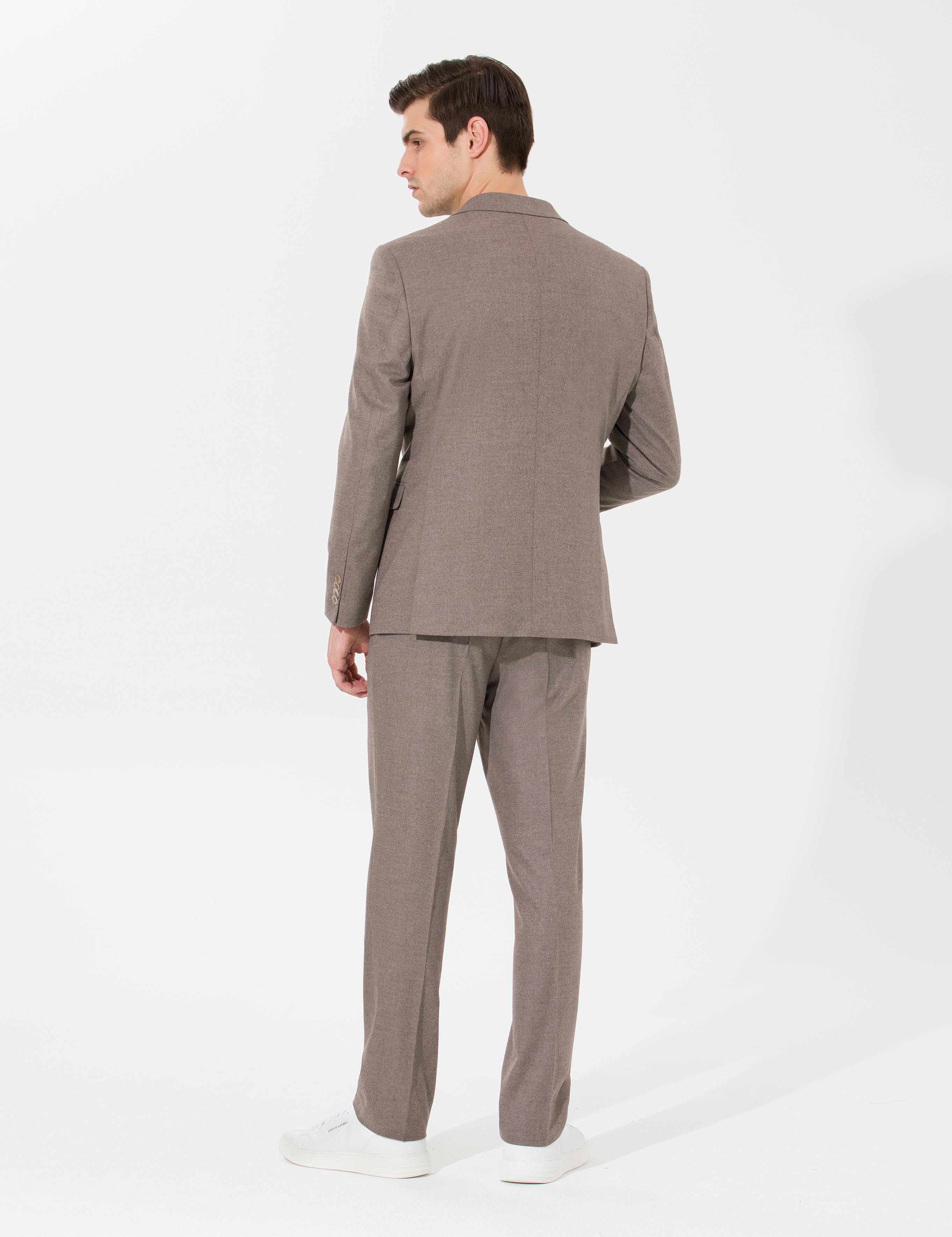 Açık Kahverengi Slim Fit Takım Elbise