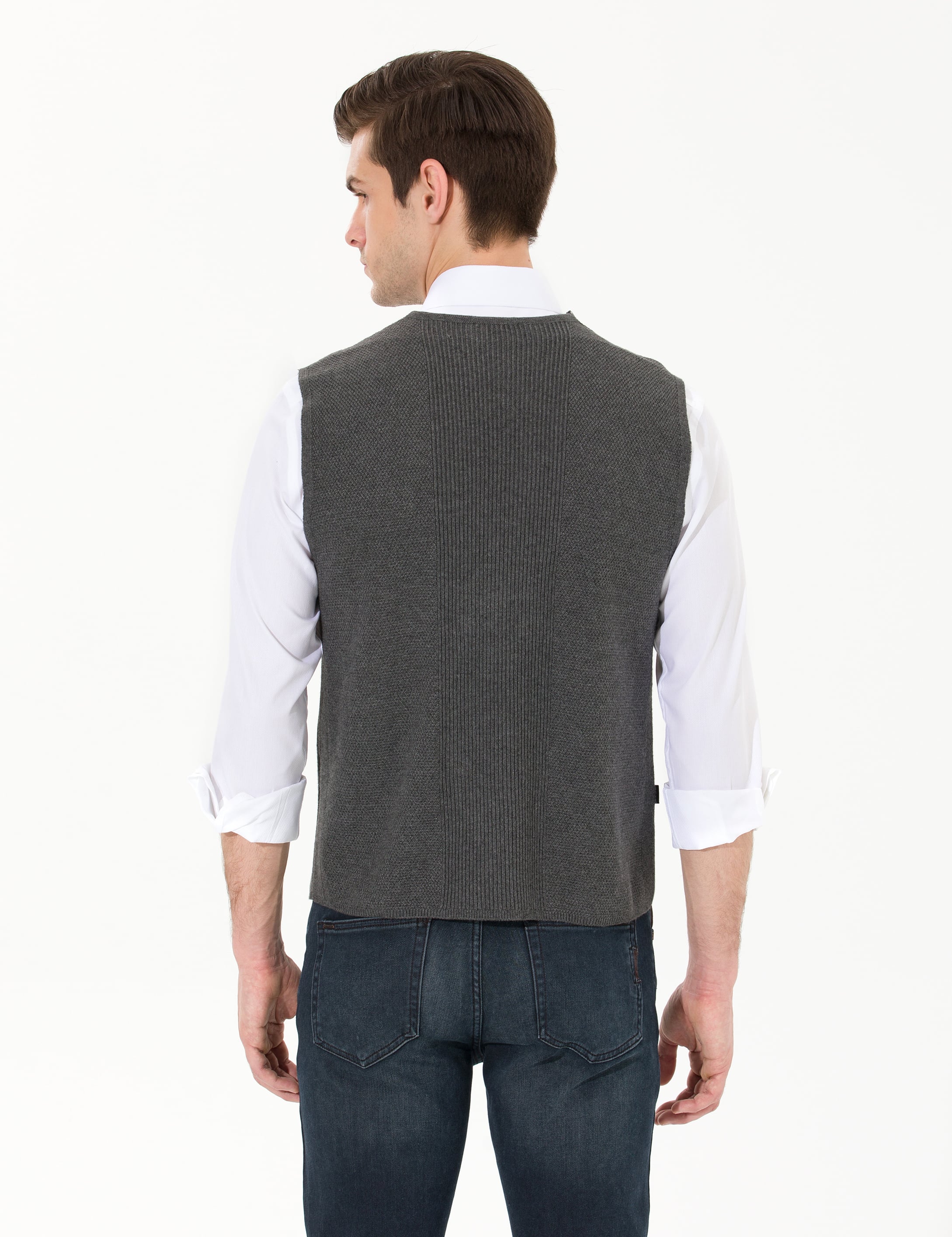 Pierre Cardin Gri Melanj Triko Yelek görsel 5