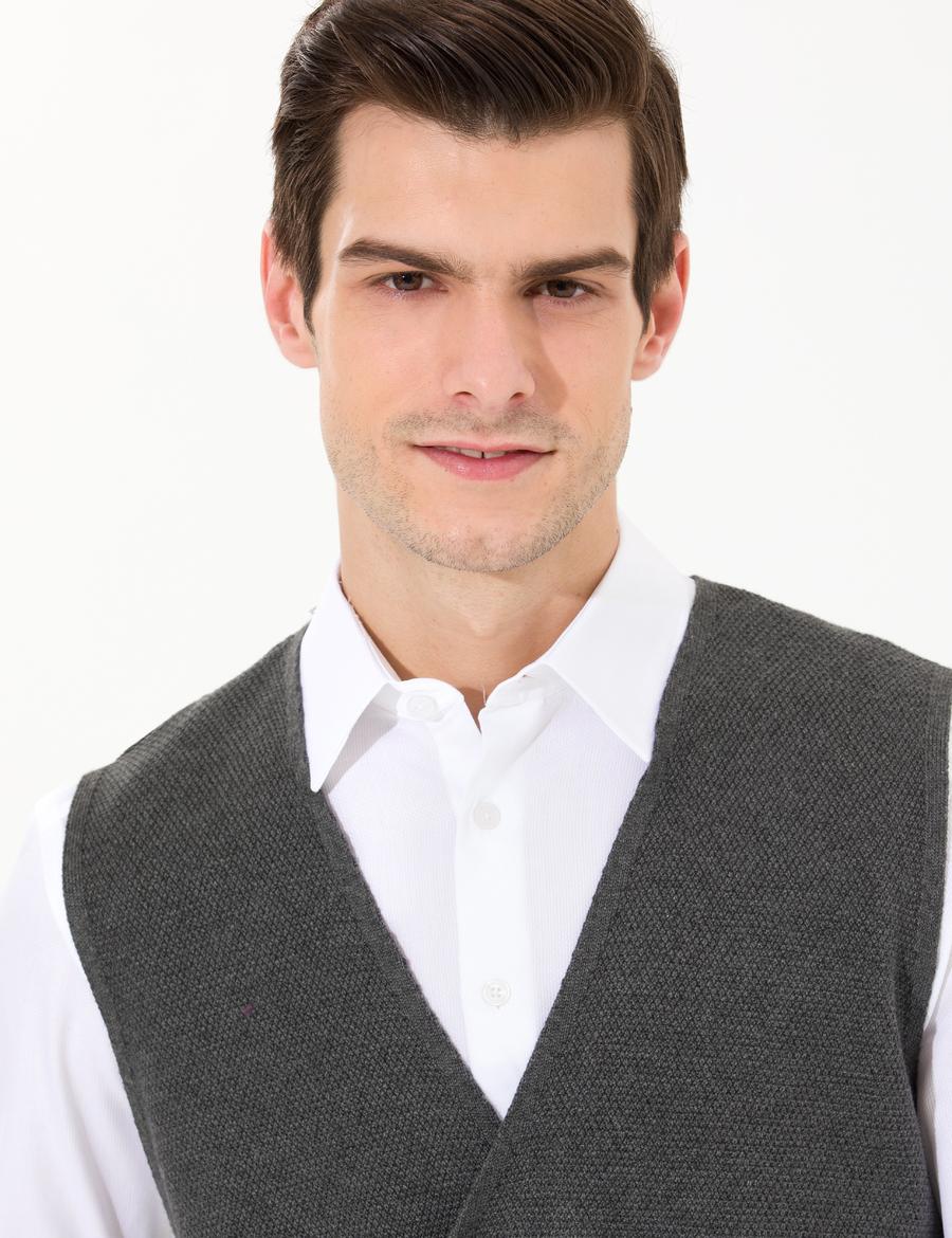 Gri Melanj Triko Yelek