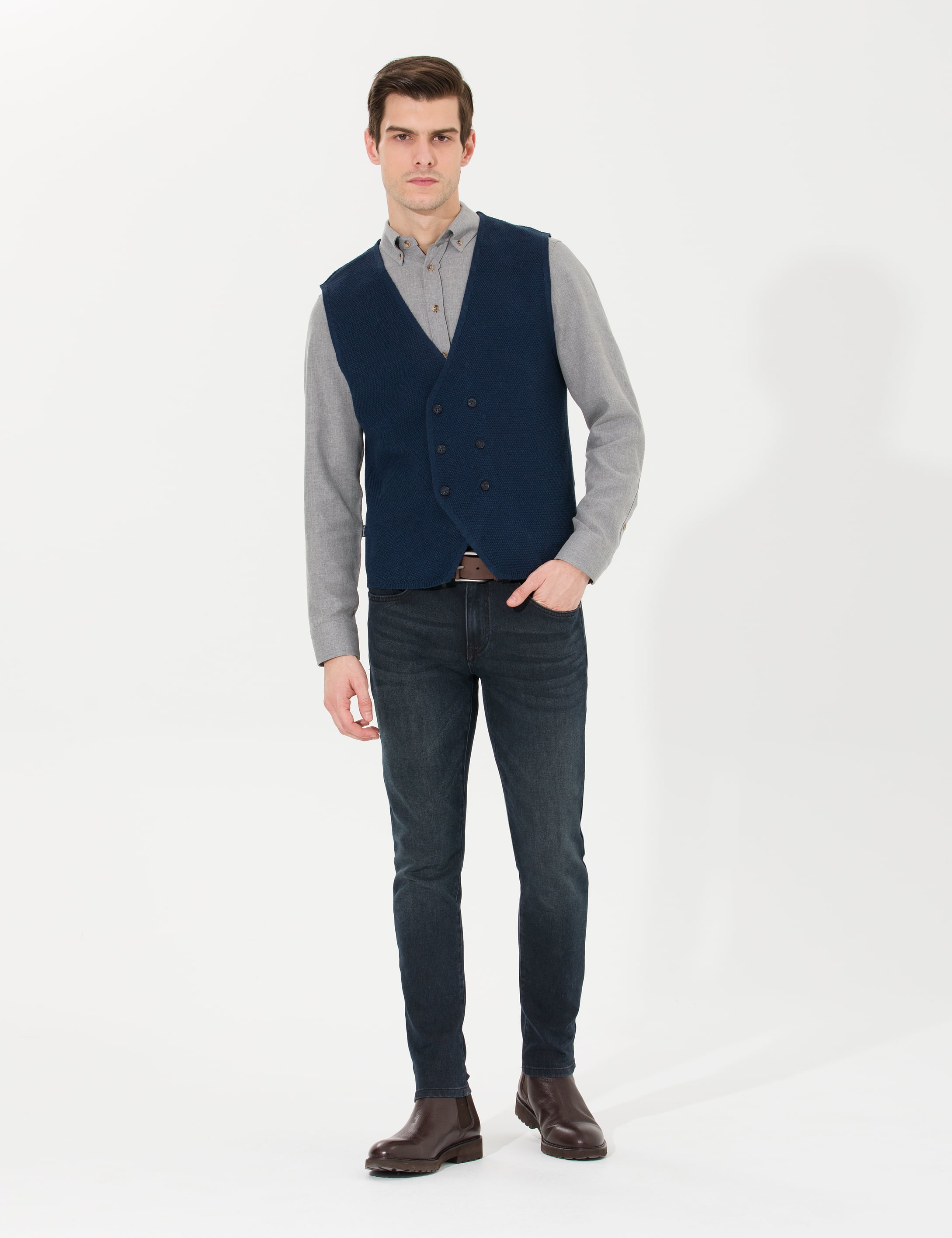 Pierre Cardin Lacivert Triko Yelek görsel 4