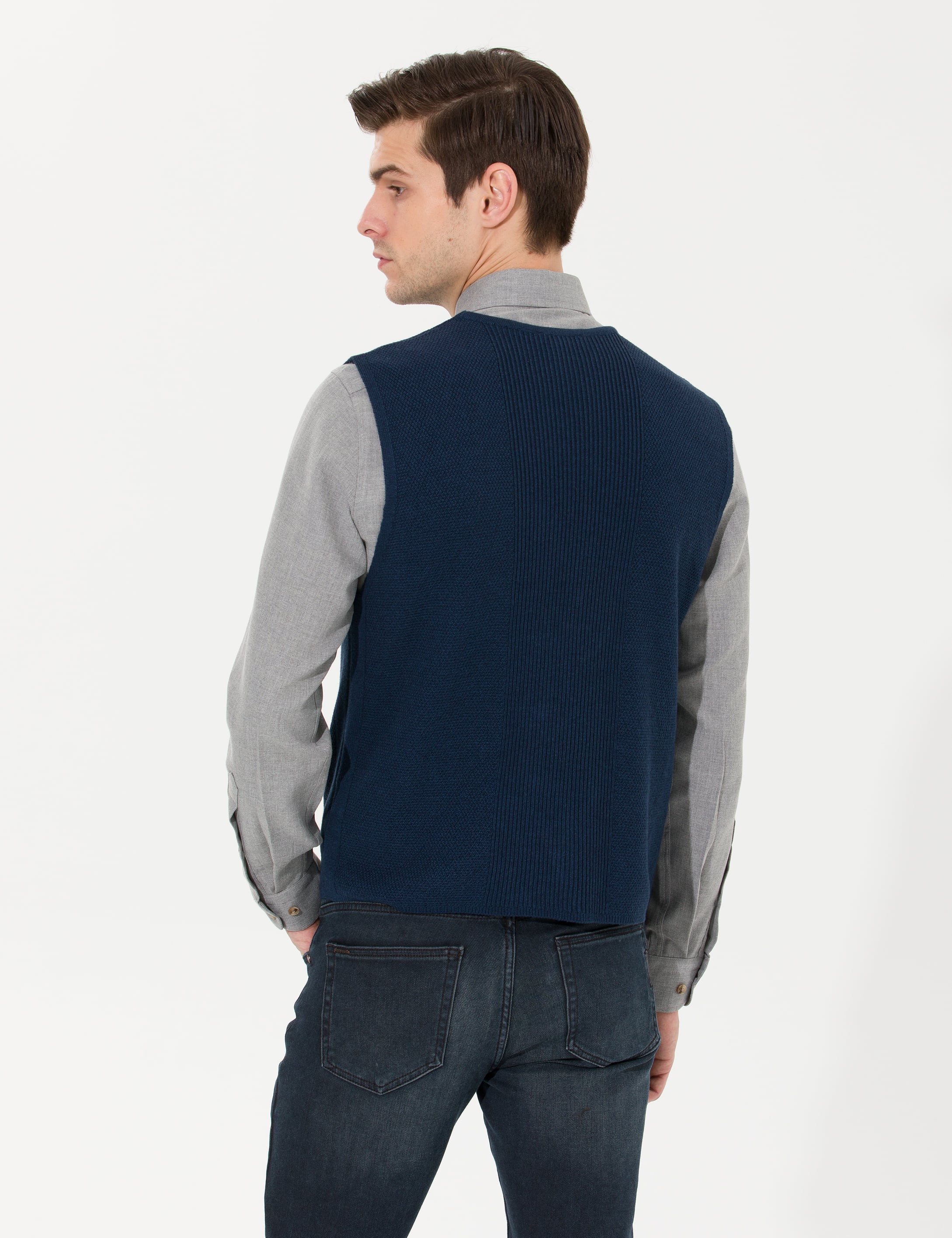 Pierre Cardin Lacivert Triko Yelek görsel 5