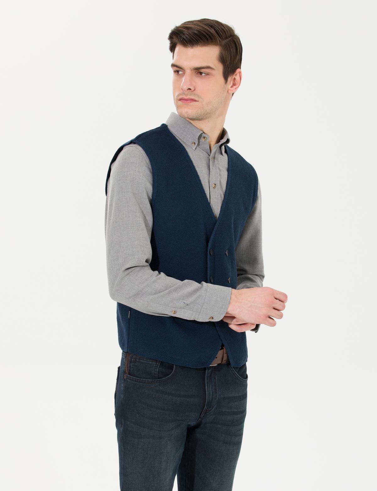 Lacivert Triko Yelek - 50263176013