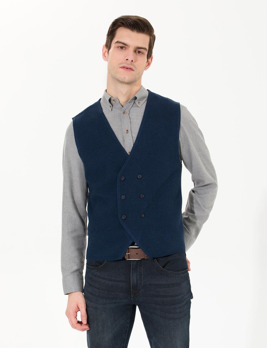 Lacivert Triko Yelek