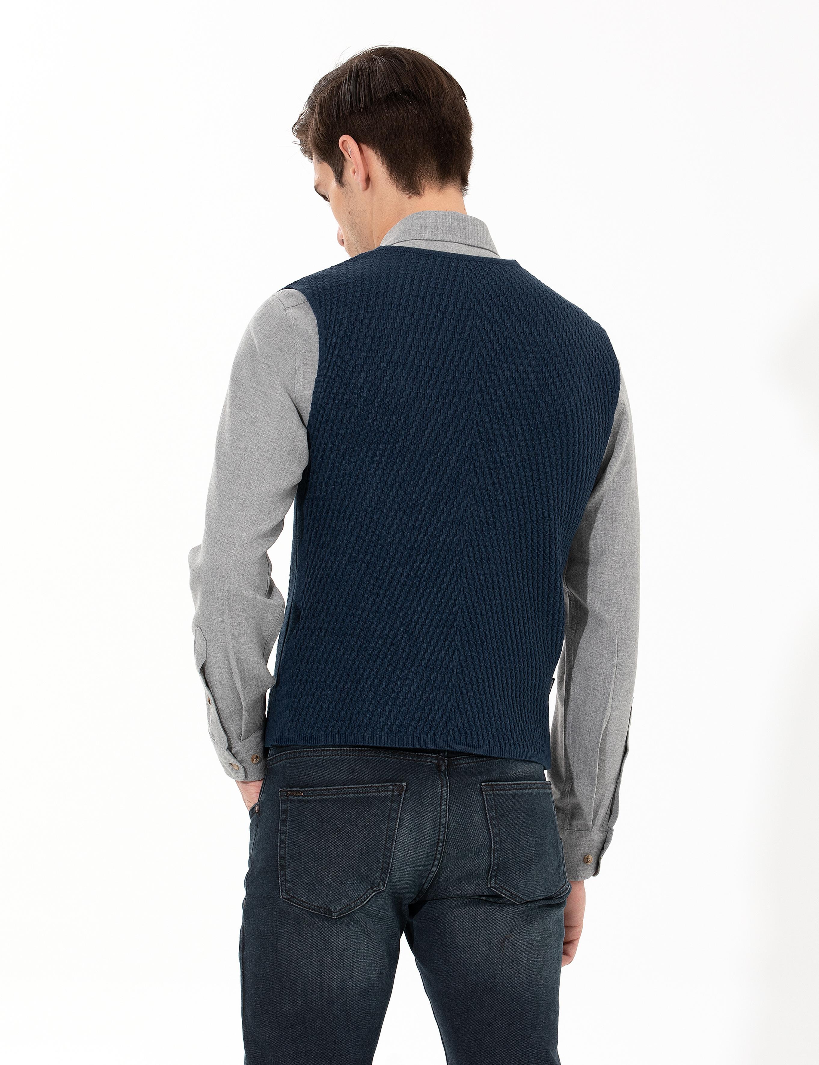 Lacivert Triko Yelek