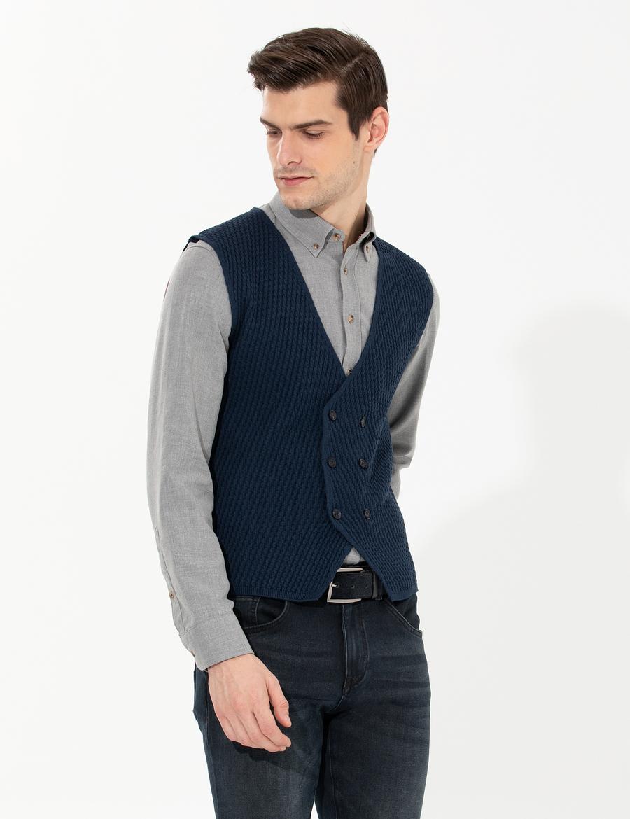 Lacivert Triko Yelek