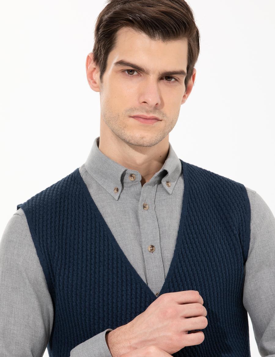 Lacivert Triko Yelek