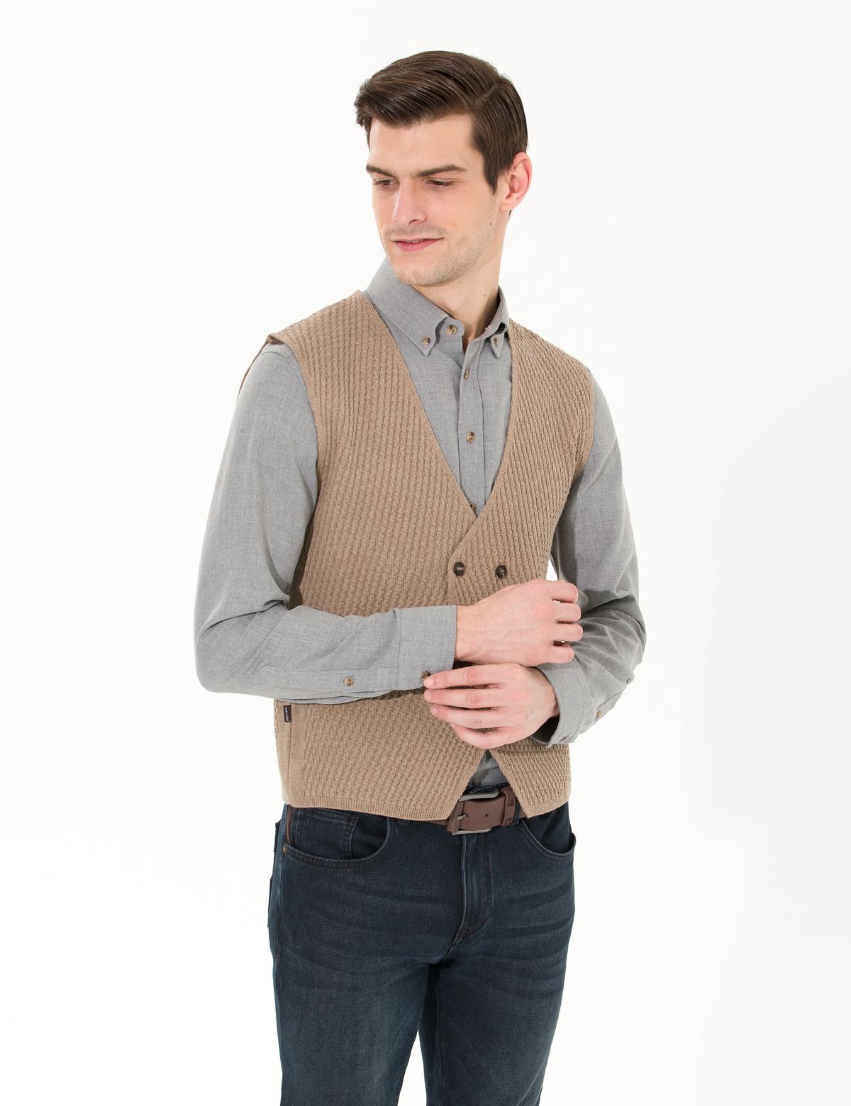 Vizon Melanj Triko Yelek - 50265360038