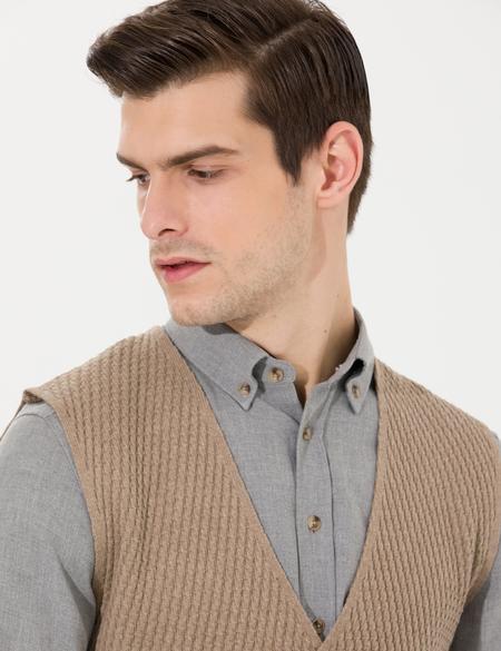 Vizon Melanj Triko Yelek - 50265360038