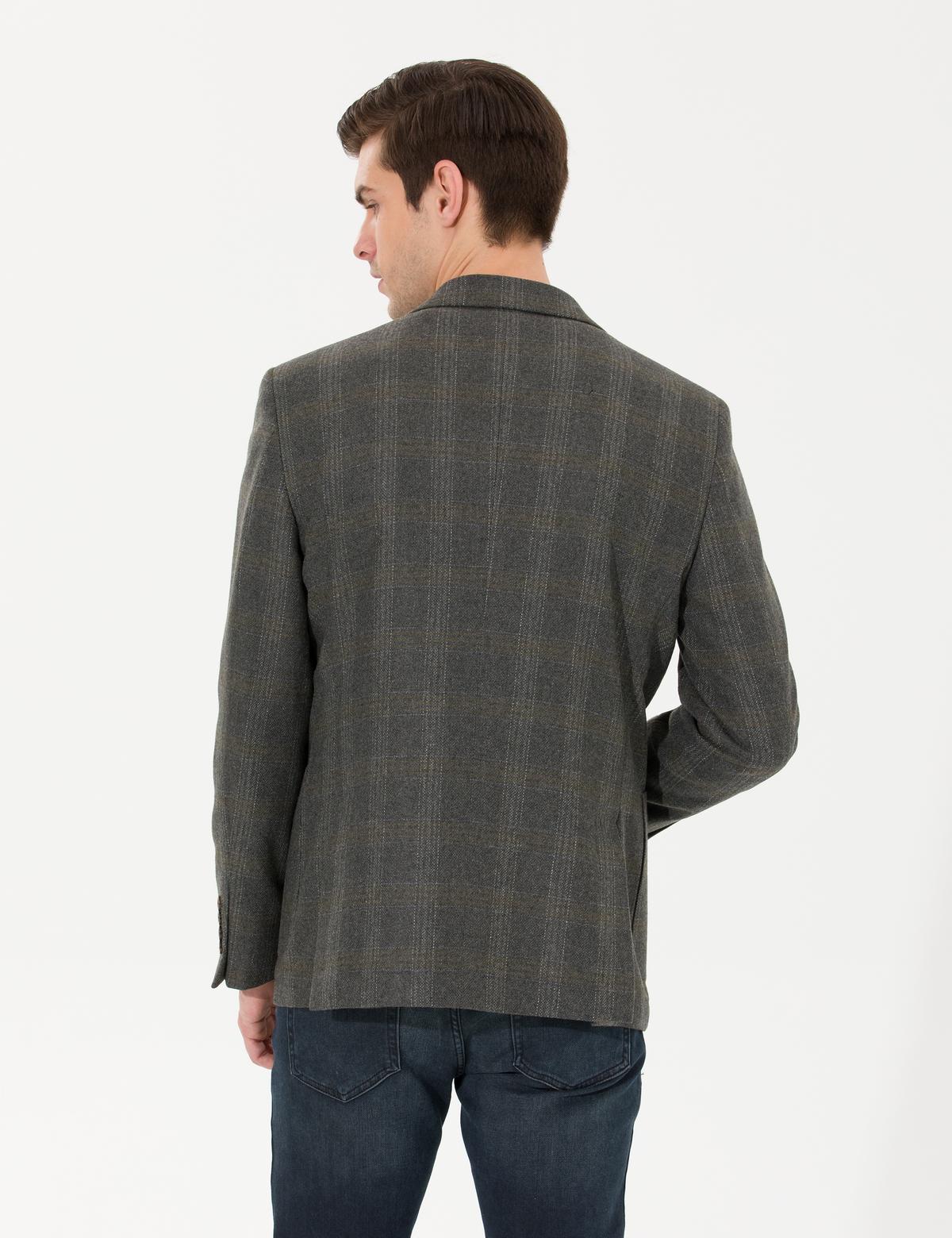 Yeşil Yün Karışımlı Ex. Slim Fit Ceket - 50256333079