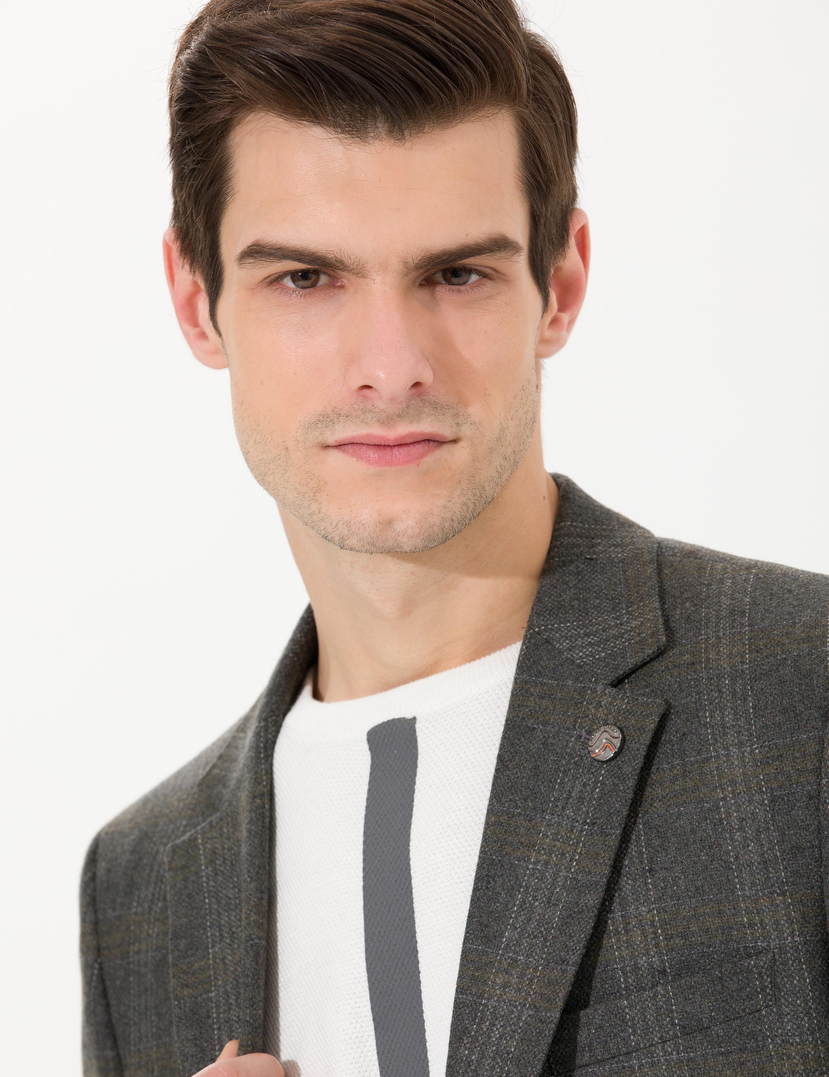 Yeşil Yün Karışımlı Ex. Slim Fit Ceket