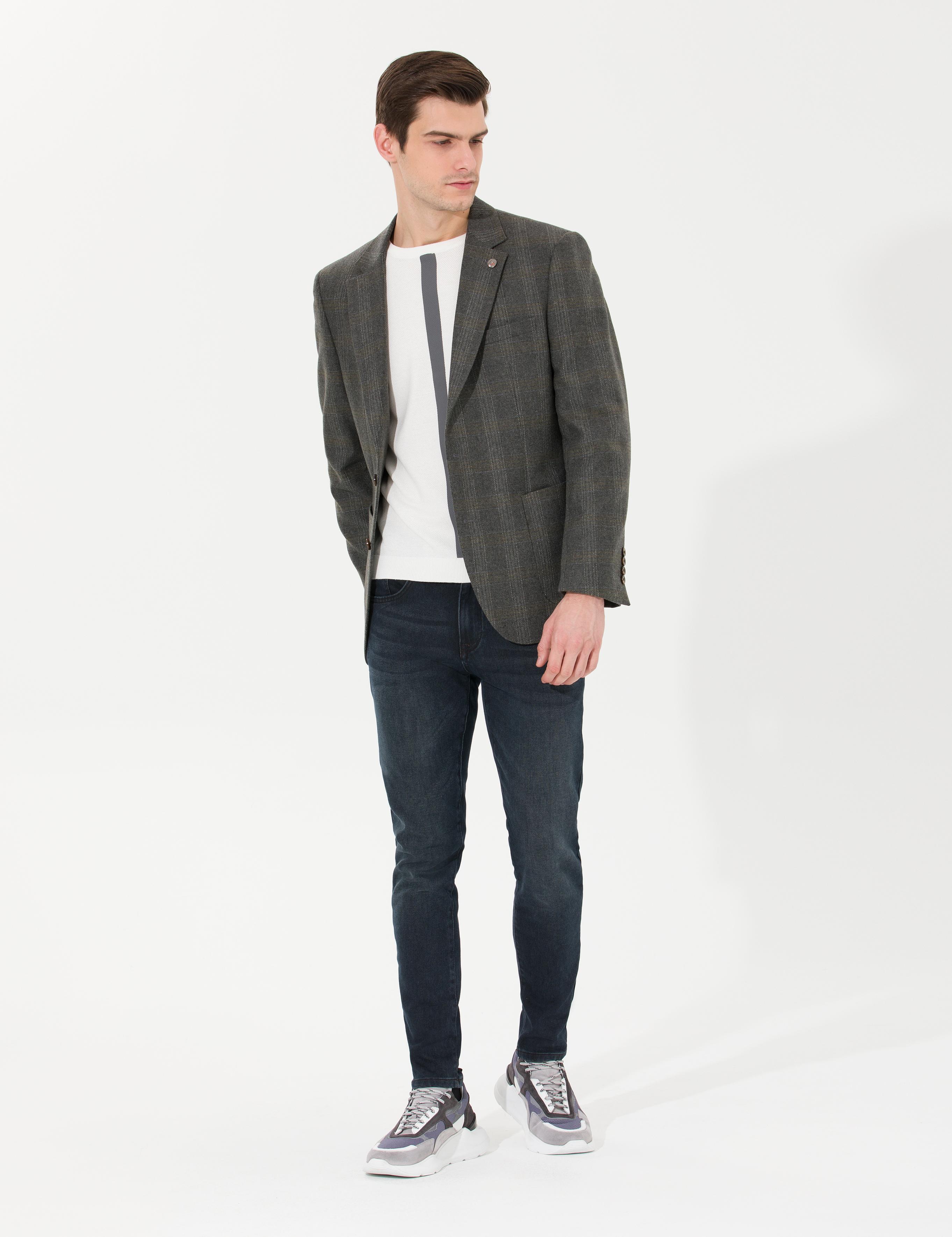 Yeşil Yün Karışımlı Ex. Slim Fit Ceket