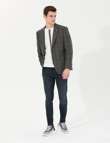 Yeşil Yün Karışımlı Ex. Slim Fit Ceket