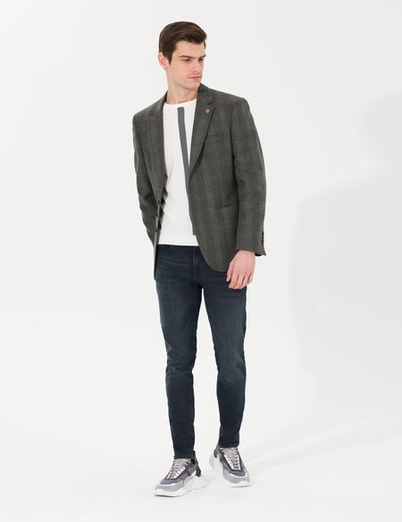 Yeşil Yün Karışımlı Ex. Slim Fit Ceket - 50256333079