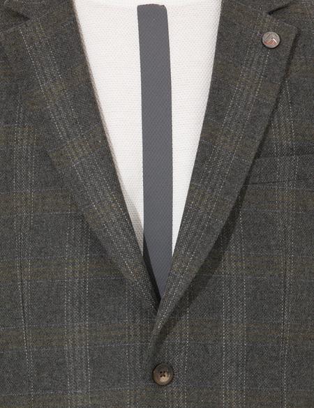 Yeşil Yün Karışımlı Ex. Slim Fit Ceket - 50256333079