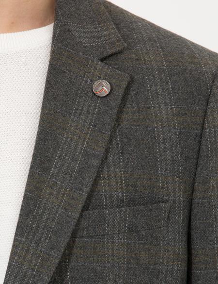 Yeşil Yün Karışımlı Ex. Slim Fit Ceket - 50256333079