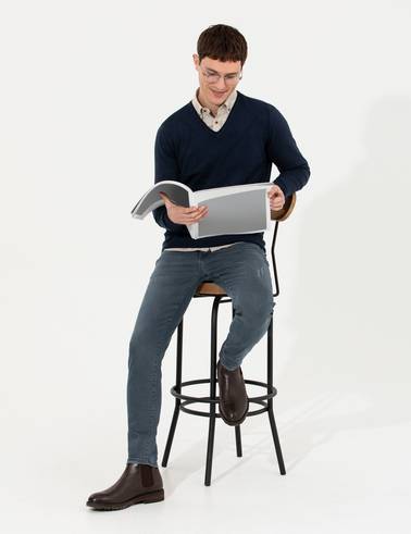 Lacivert Slim Fit V Yaka Triko Kazak