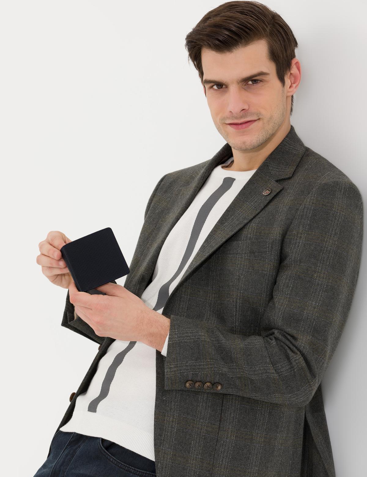 Erkek Lacivert Deri Cüzdan - 50268531002