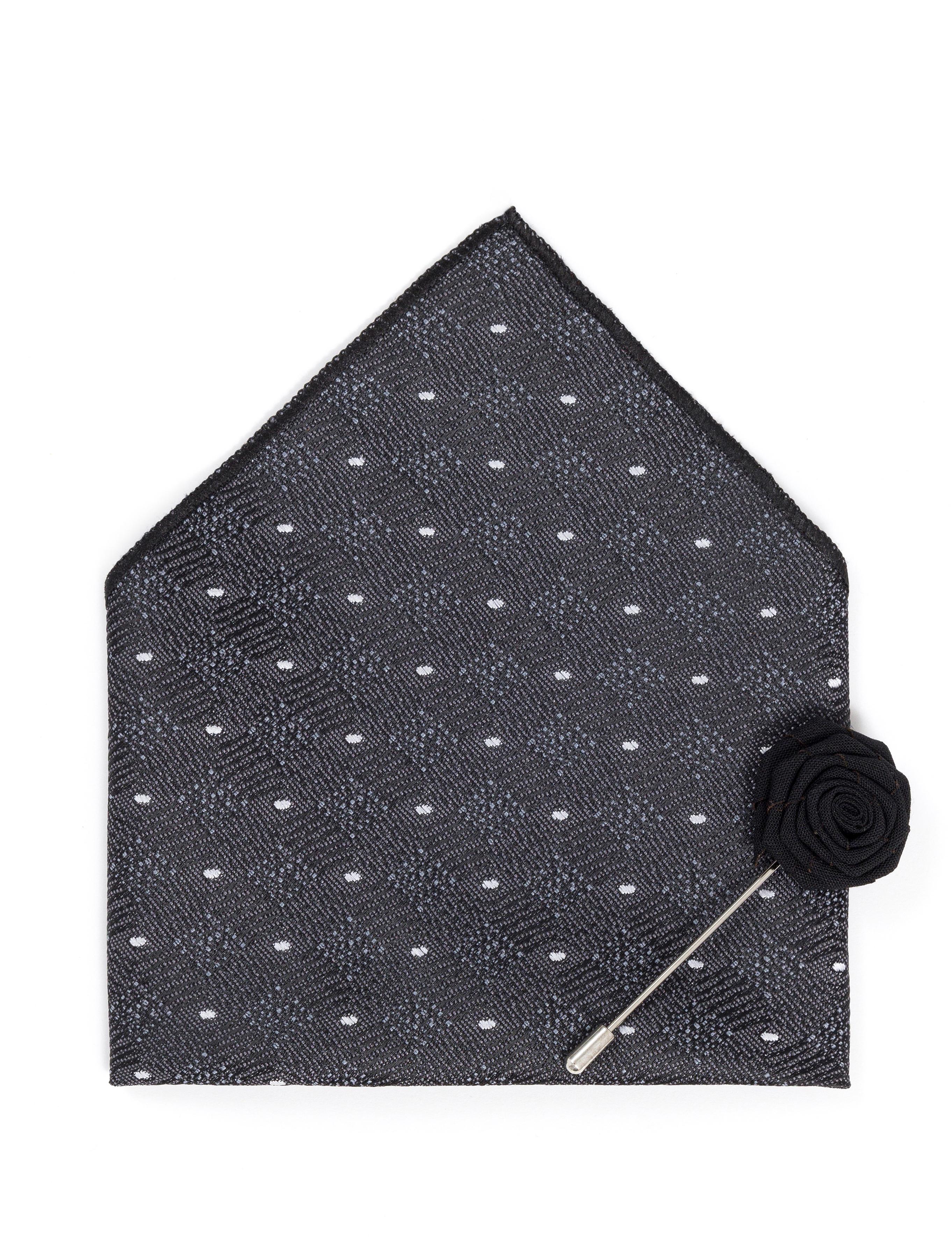 Siyah 3'lü Kravat Mendil Set