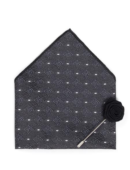 Siyah 3'lü Kravat Mendil Set - 50270899001