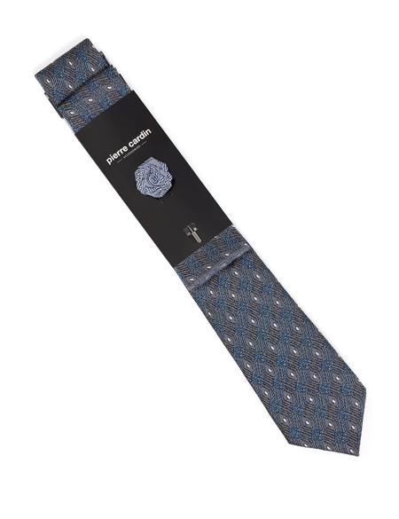 Mavi 3'lü Kravat-Mendil-Kravat İğnesi Set - 50270899002