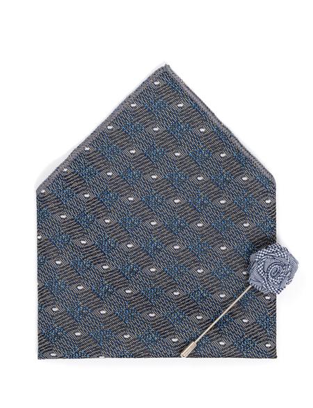 Mavi 3'lü Kravat-Mendil-Kravat İğnesi Set - 50270899002