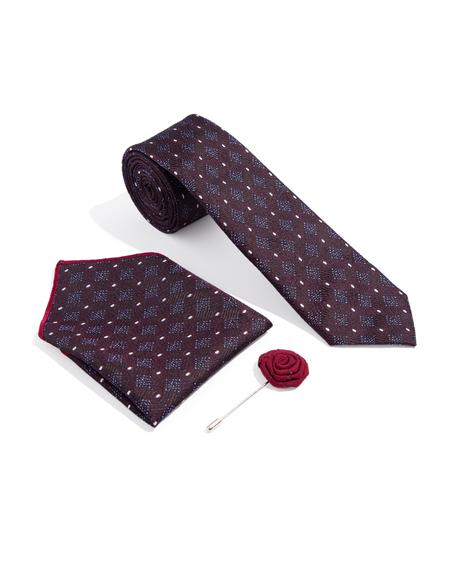 Mor 3'lü Kravat-Mendil-Kravat İğnesi Set - 50270899003