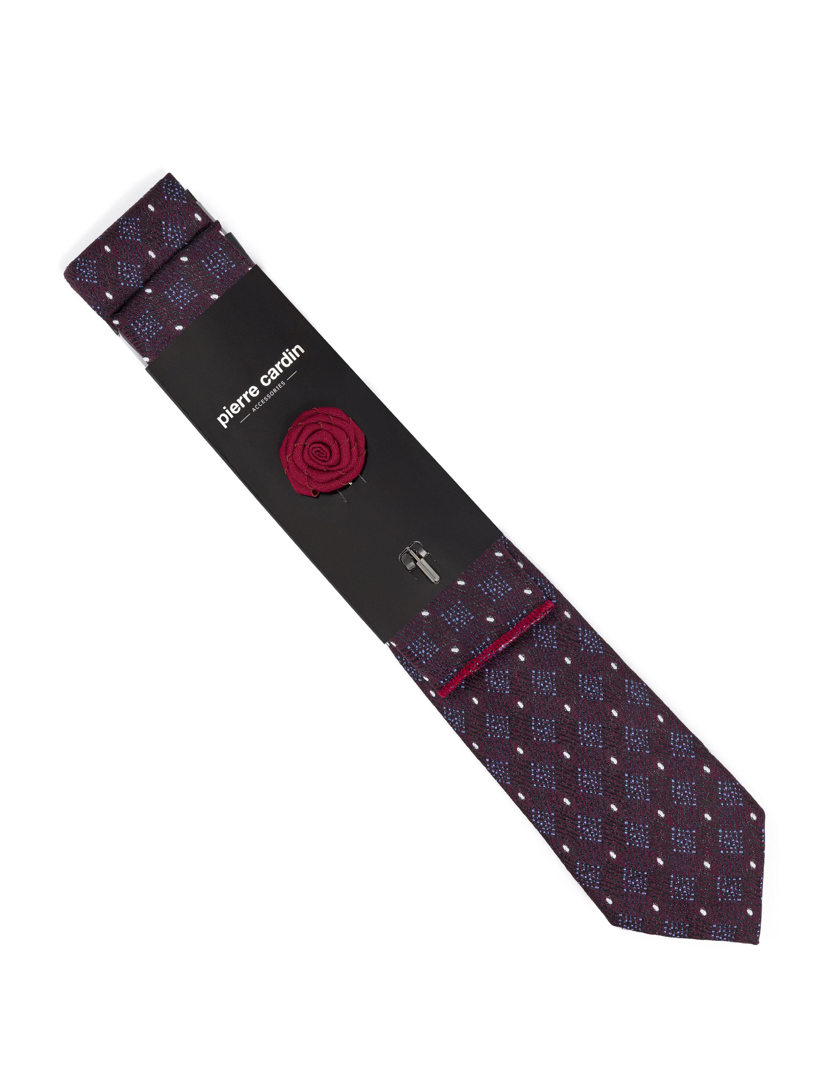 Mor 3'lü Kravat-Mendil-Kravat İğnesi Set