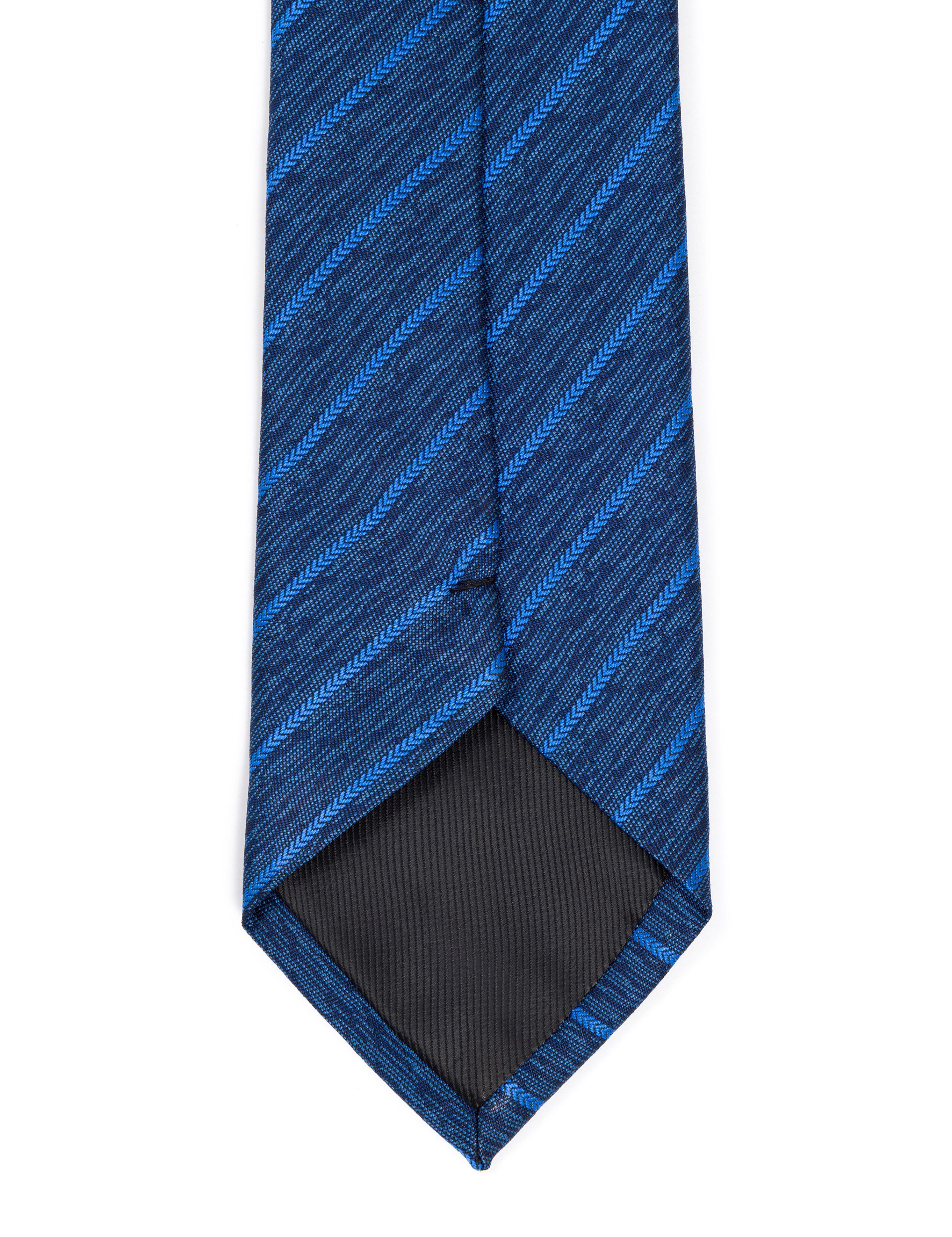 Mavi 3'lü Kravat-Mendil-Kravat İğnesi Set