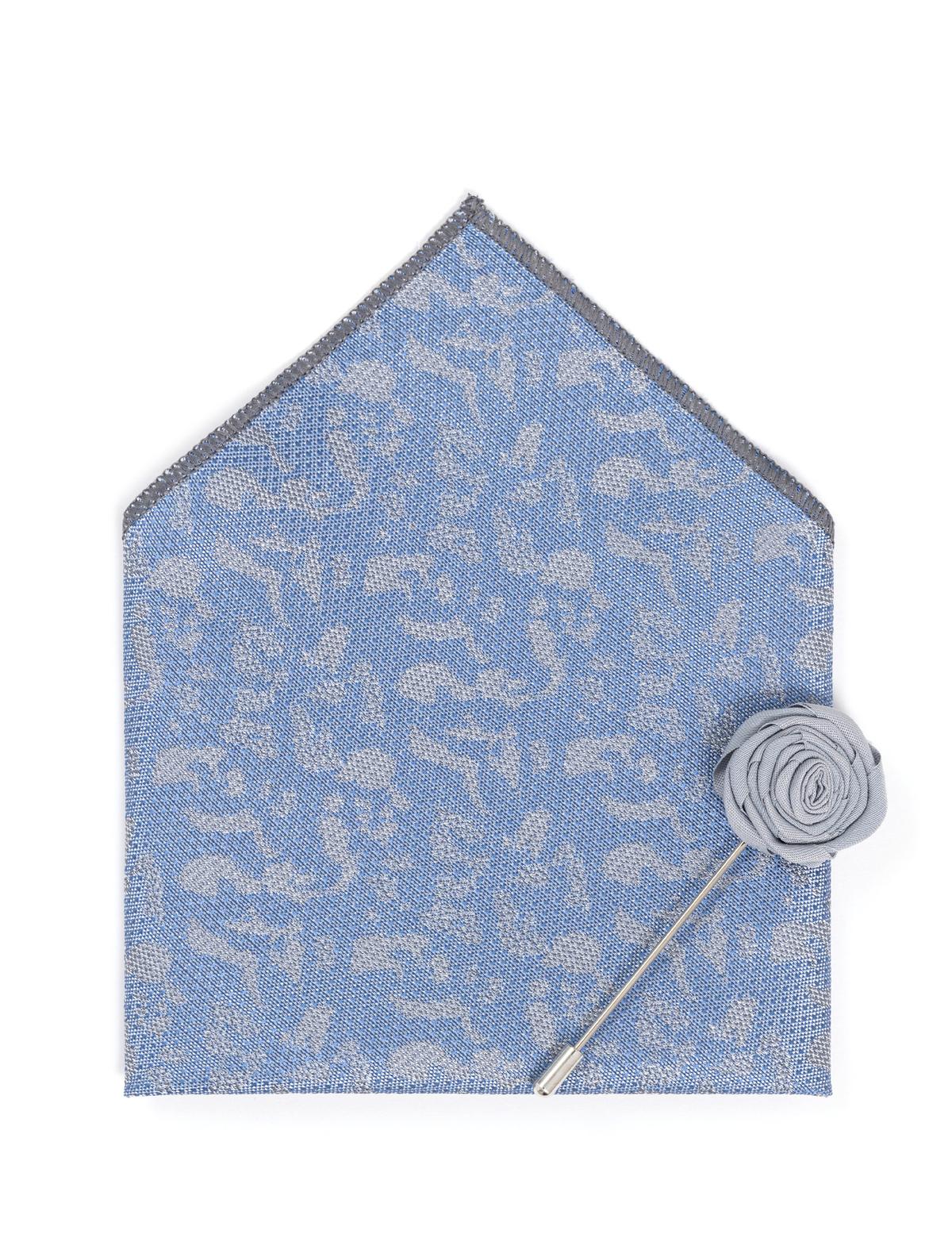 Mavi 3'lü Kravat Mendil Set - 50270930001