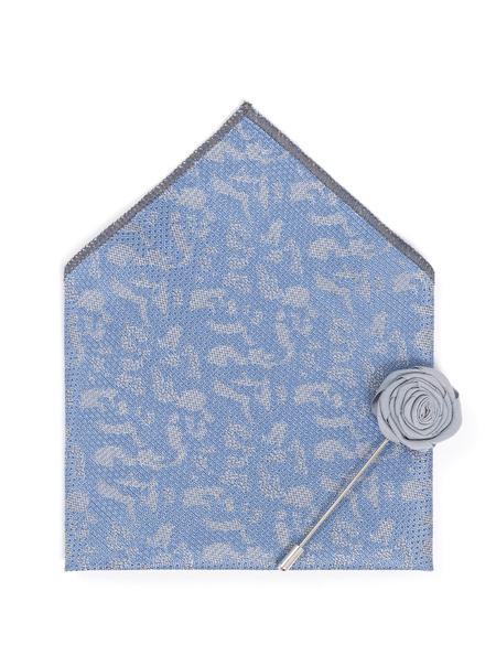 Mavi 3'lü Kravat Mendil Set - 50270930001