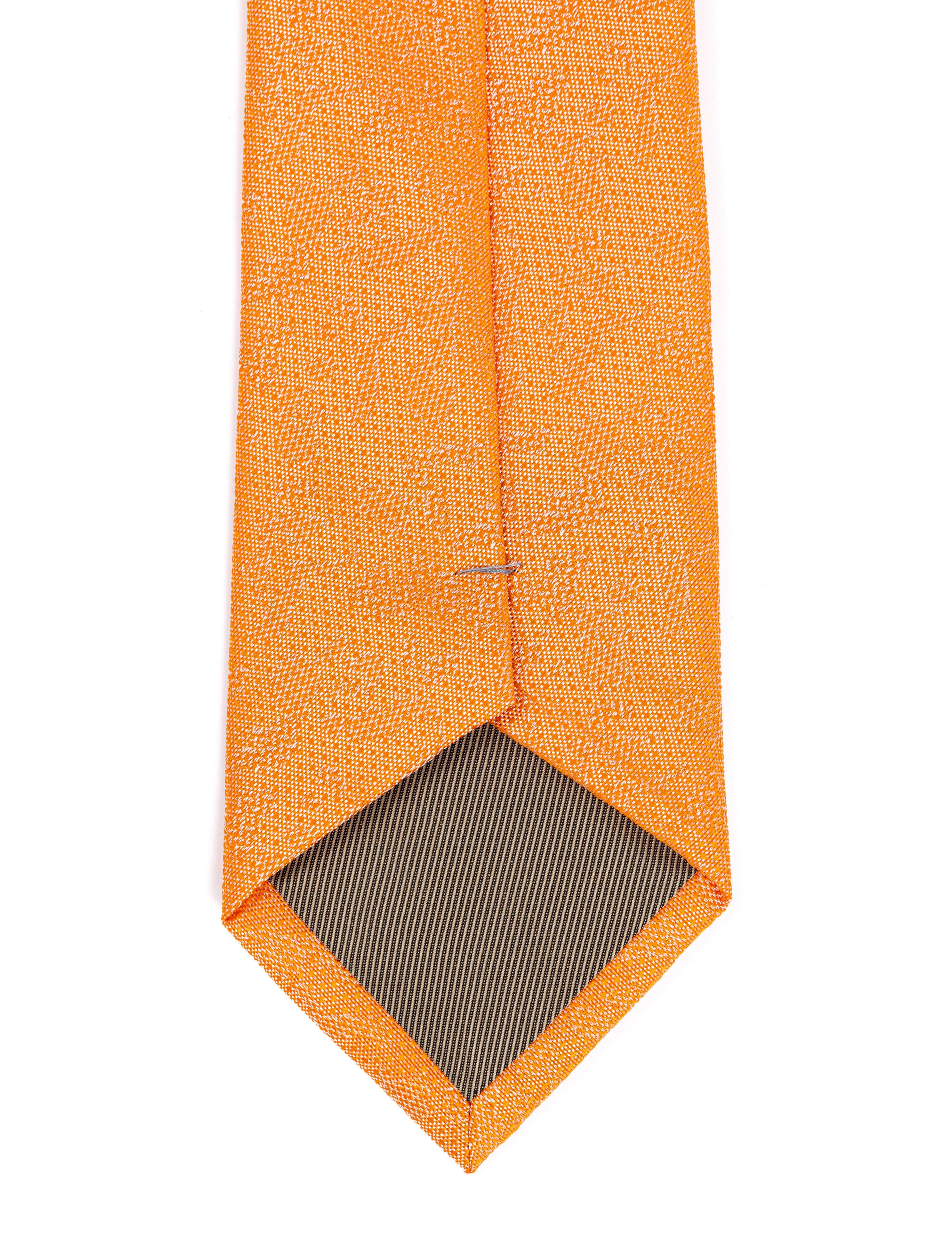 Turuncu 3'lü Kravat-Mendil-Kravat İğnesi Set