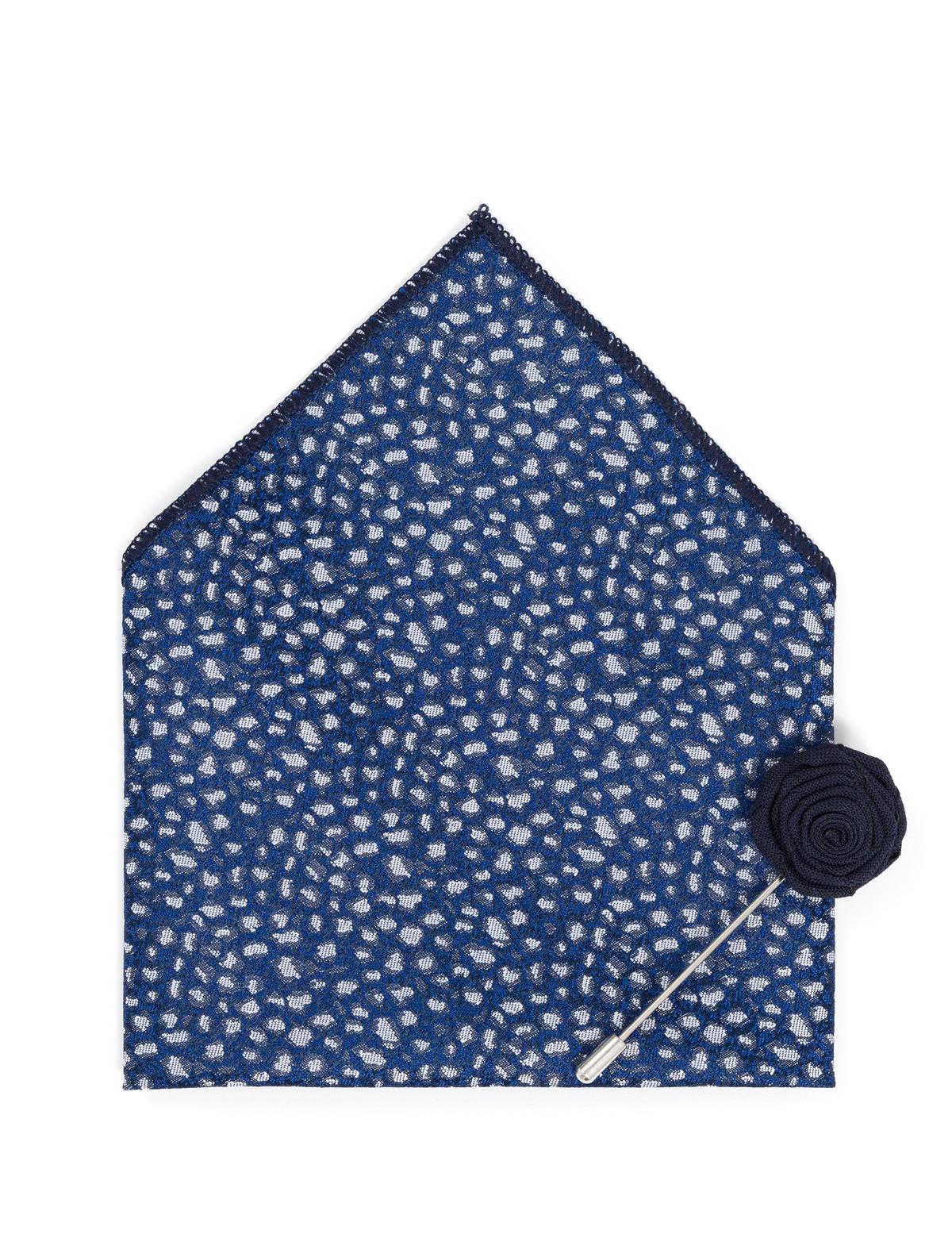 Lacivert 3'lü Kravat-Mendil-Kravat İğnesi Set - 50270931001